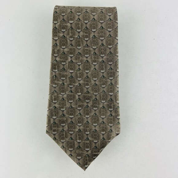 Stafford Taupe Scale Design Necktie Tie 100% Imported Silk - Picture 2 of 5